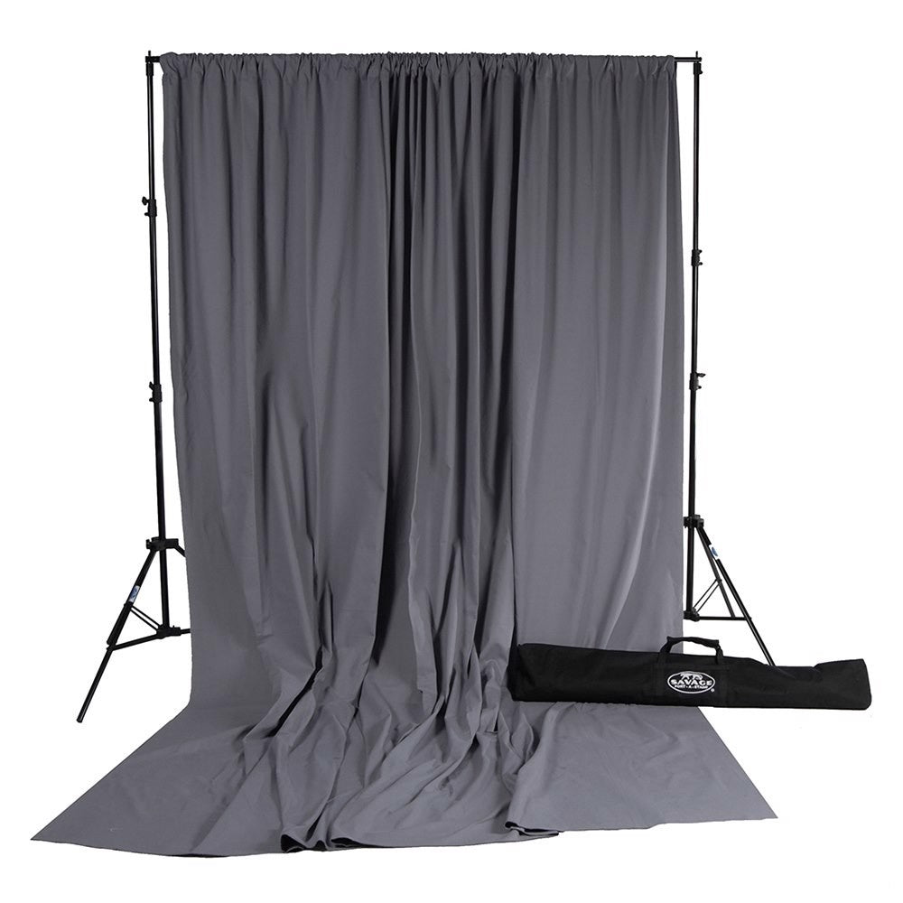 Kit Savage Port-A-Stand avec fond en mousseline gris uni