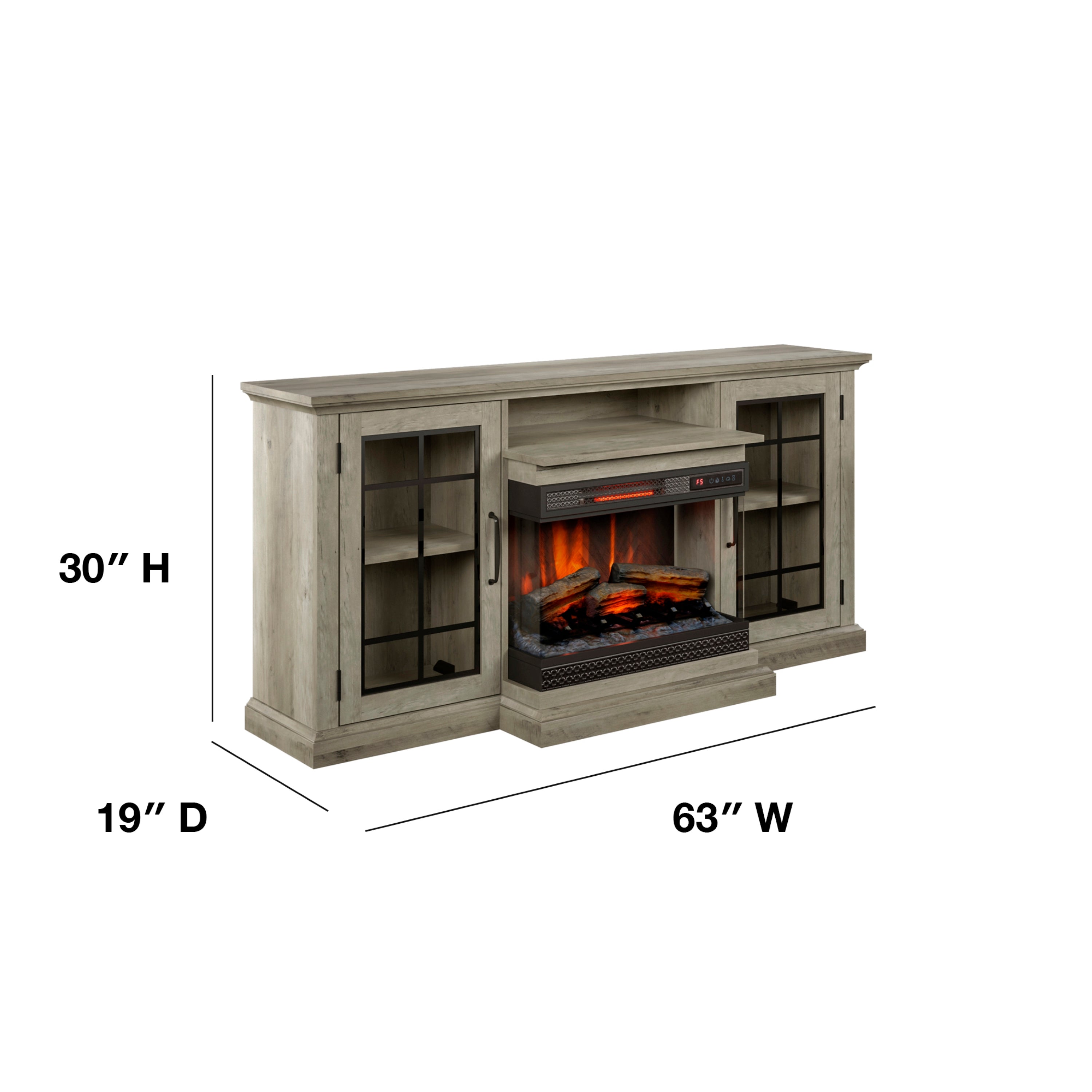 Bell'O Manhasset Media Stand with Electric Fireplace Insert Included