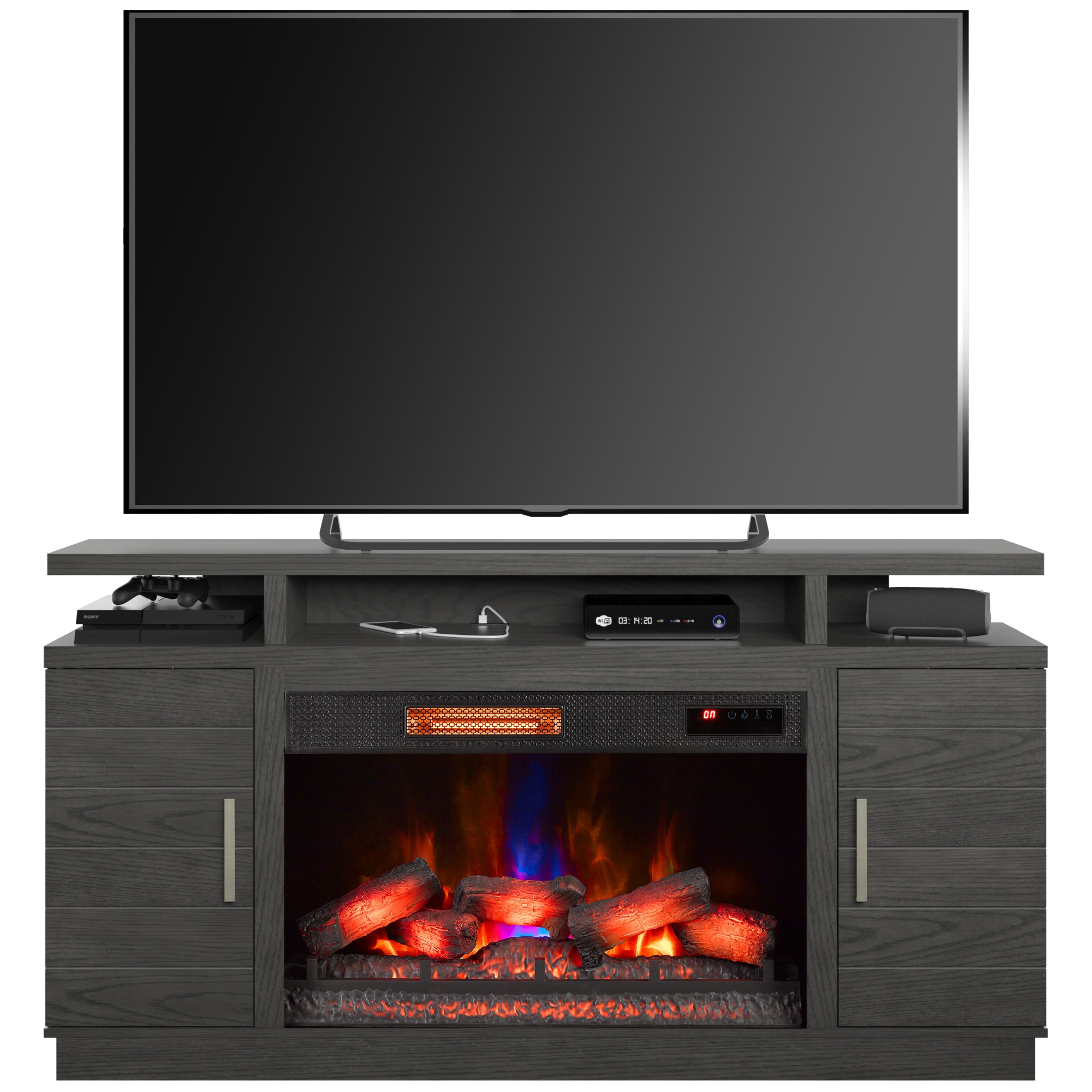Bell'O Breya Media Stand with Electric Fireplace Insert Included
