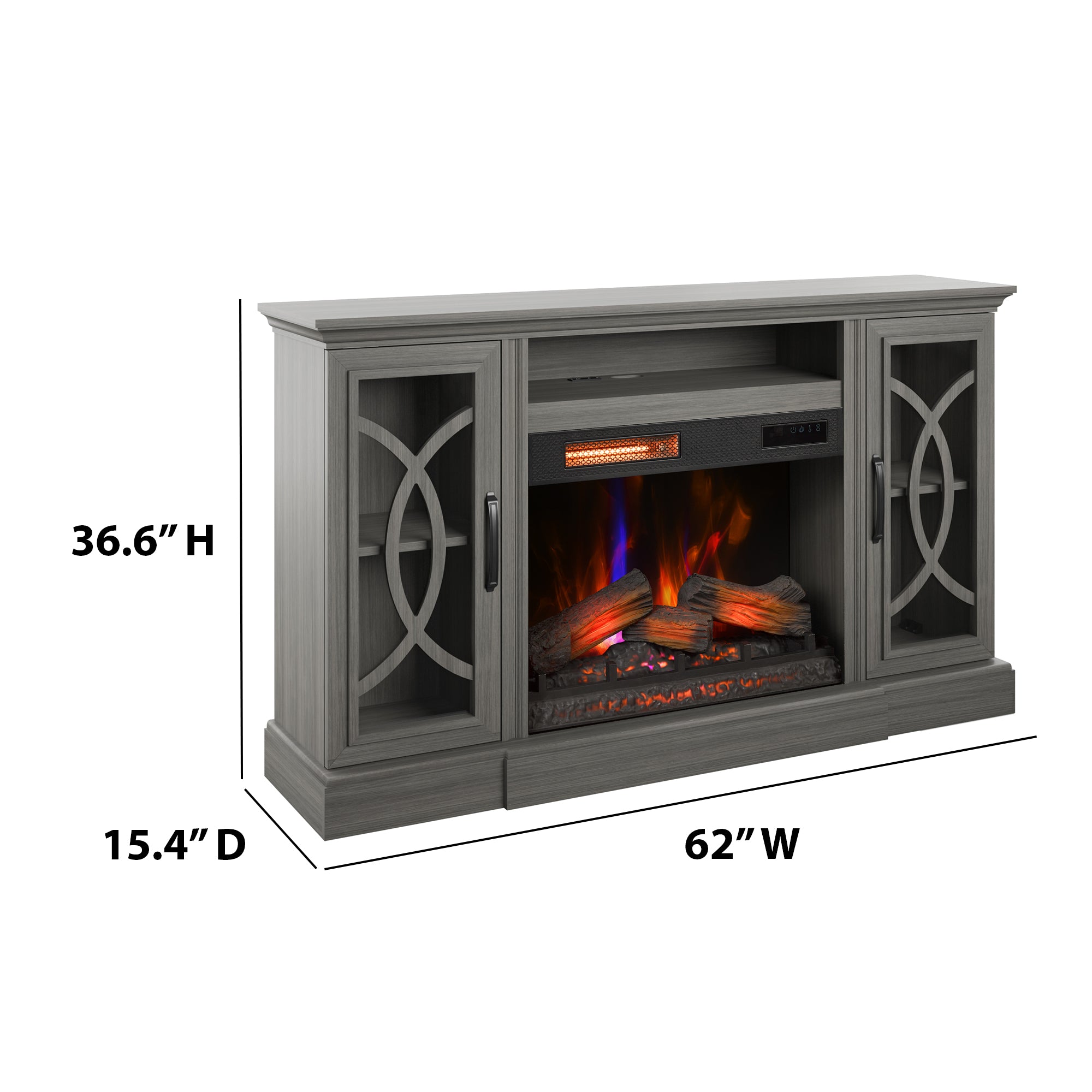 Bell'O Brooke Media Stand with Electric Fireplace Insert Included