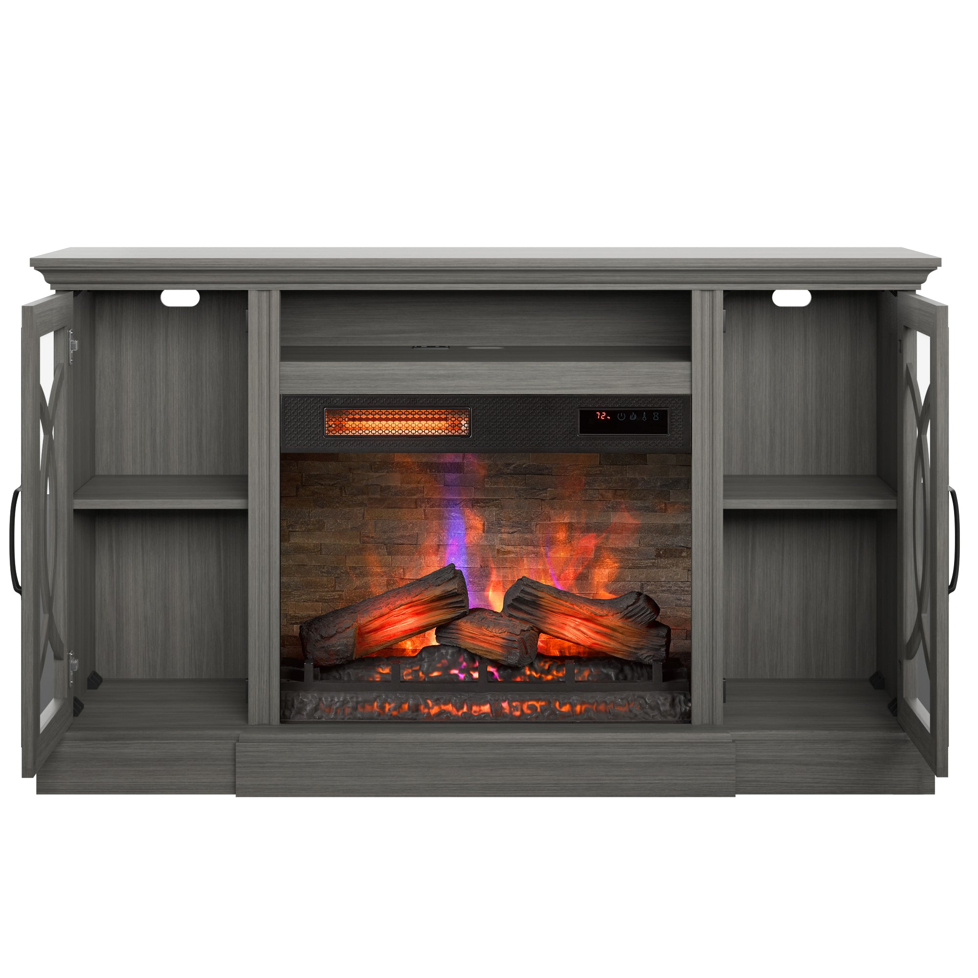 Bell'O Brooke Media Stand with Electric Fireplace Insert Included