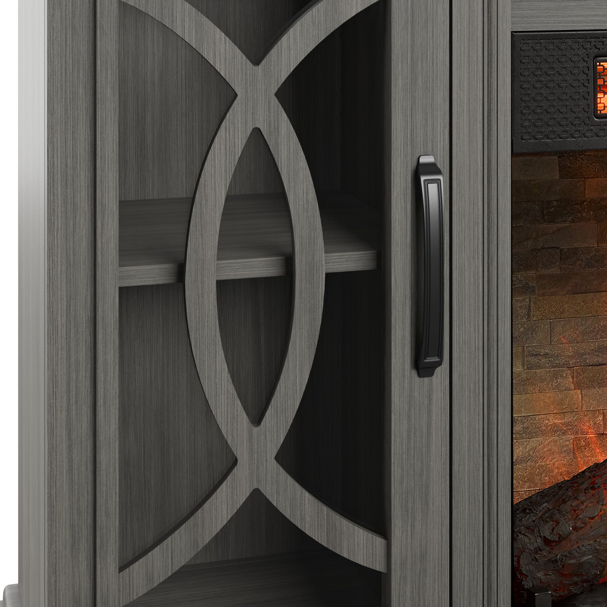 Bell'O Brooke Media Stand with Electric Fireplace Insert Included