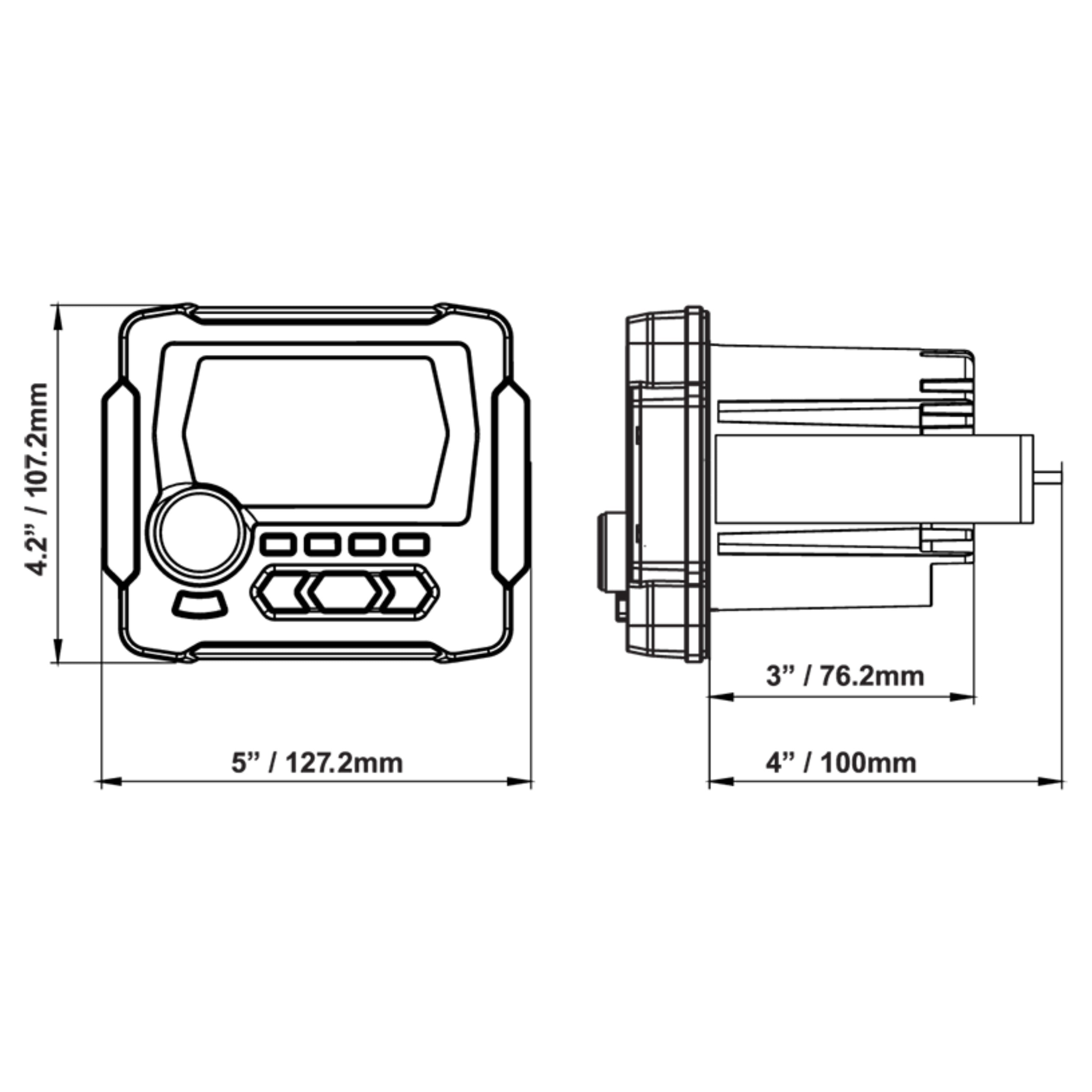 MB Quart GMR-LED 3.5" IP67 Source unit features AM/FM/Weather band, Bluetooth, USB input, and a 160W internal amp
