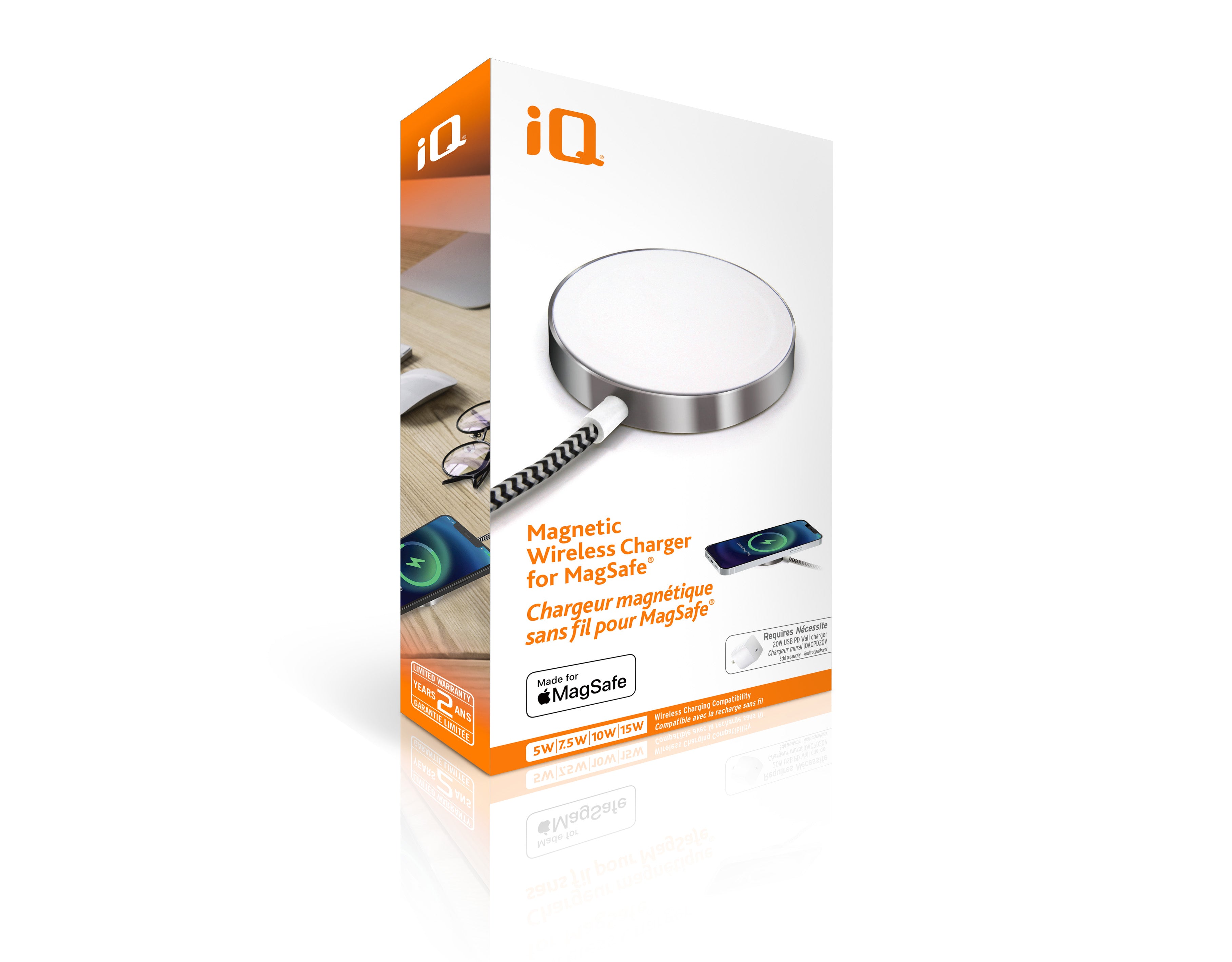 iQ Magsafe Wireless Charger - Silver - 1.2m/4ft