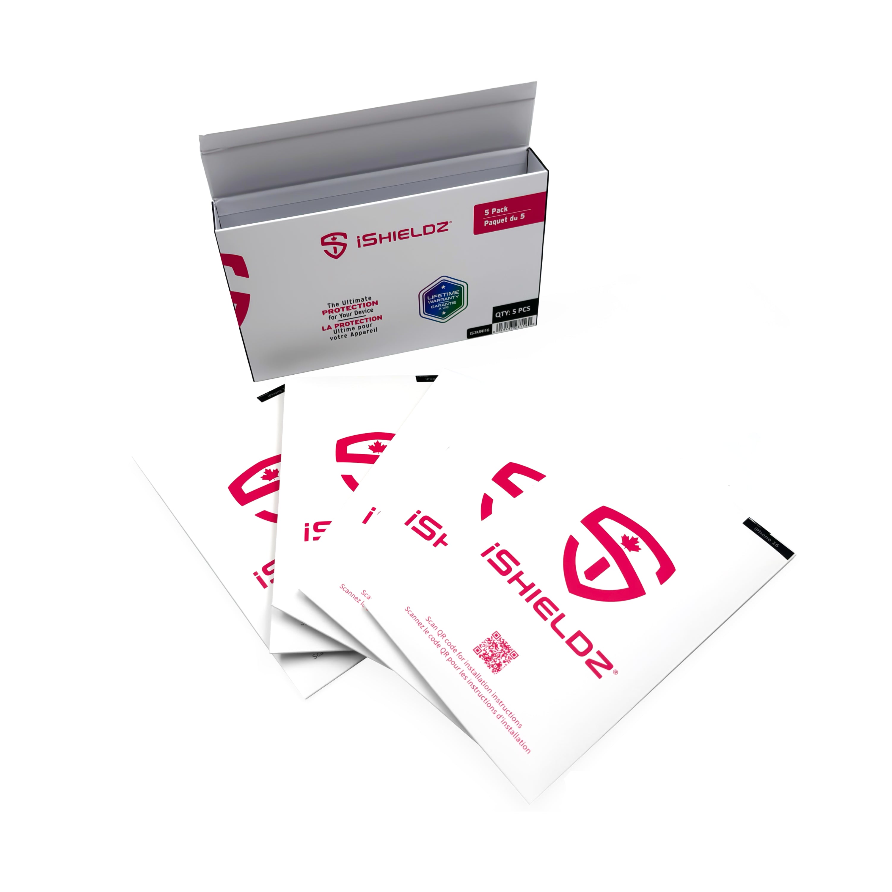 Recharge universelle en verre trempé iShieldz pour Samsung (lot de 5)