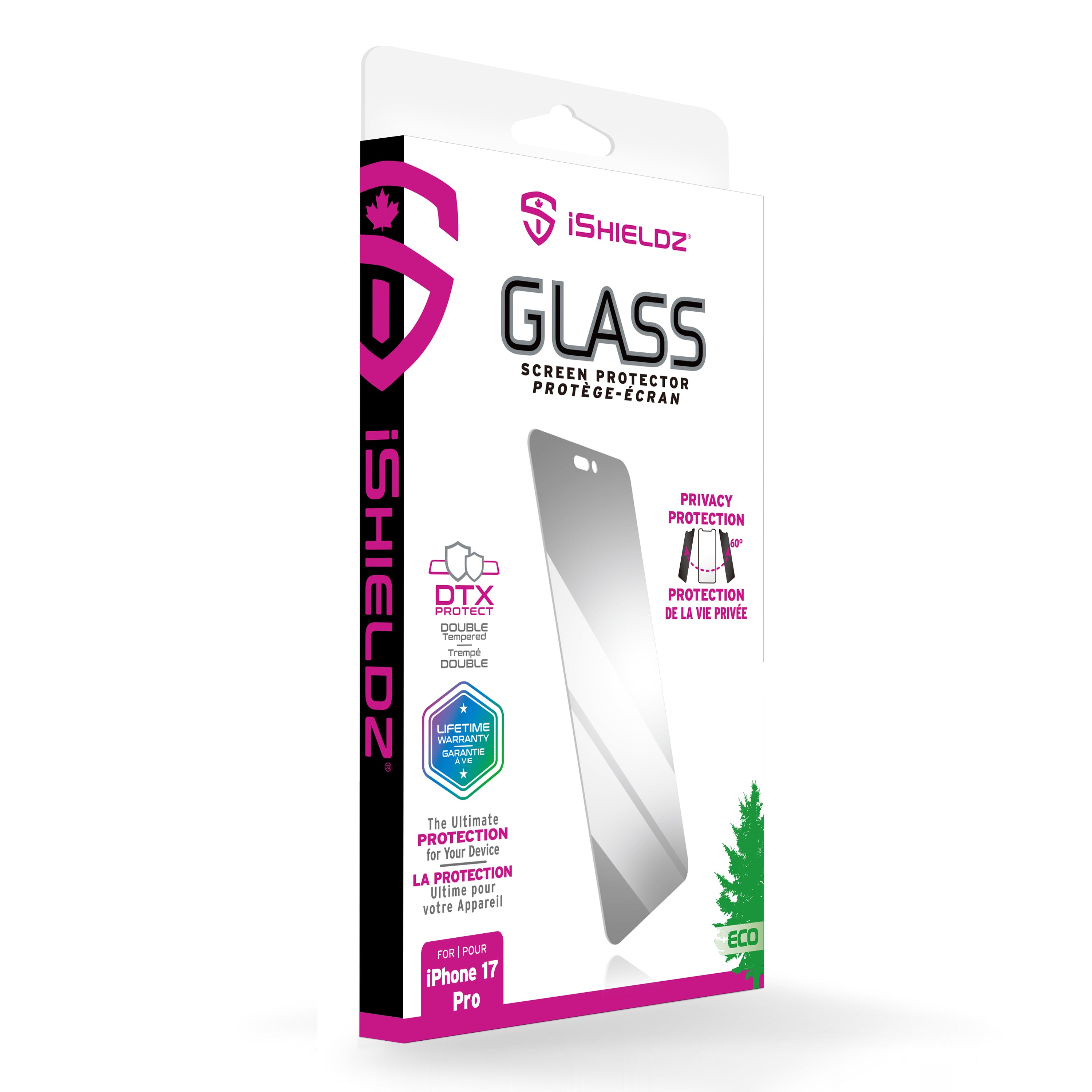 Protection d'écran iShieldz Privacy DTX Glass pour Apple iPhone