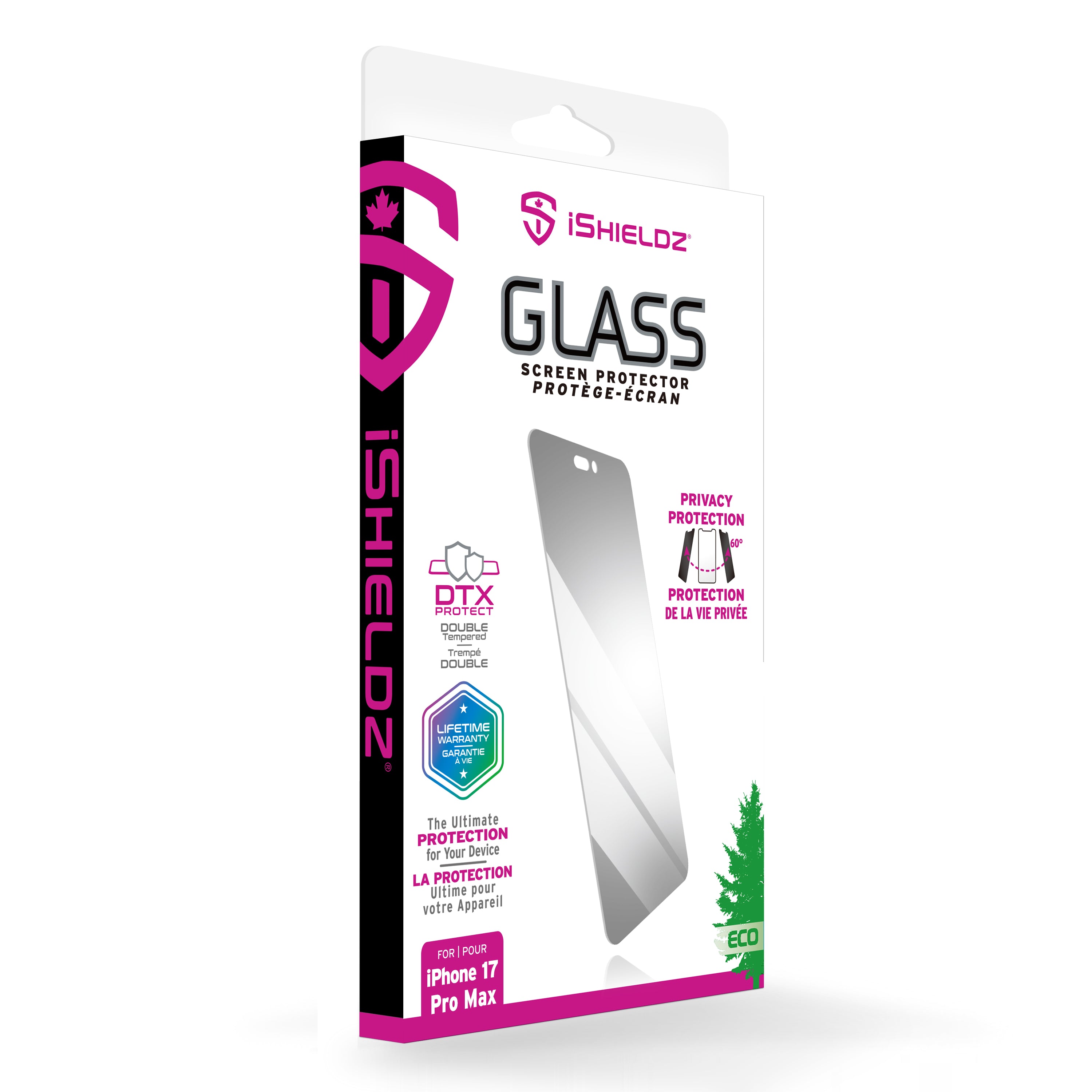 Protection d'écran iShieldz Privacy DTX Glass pour Apple iPhone