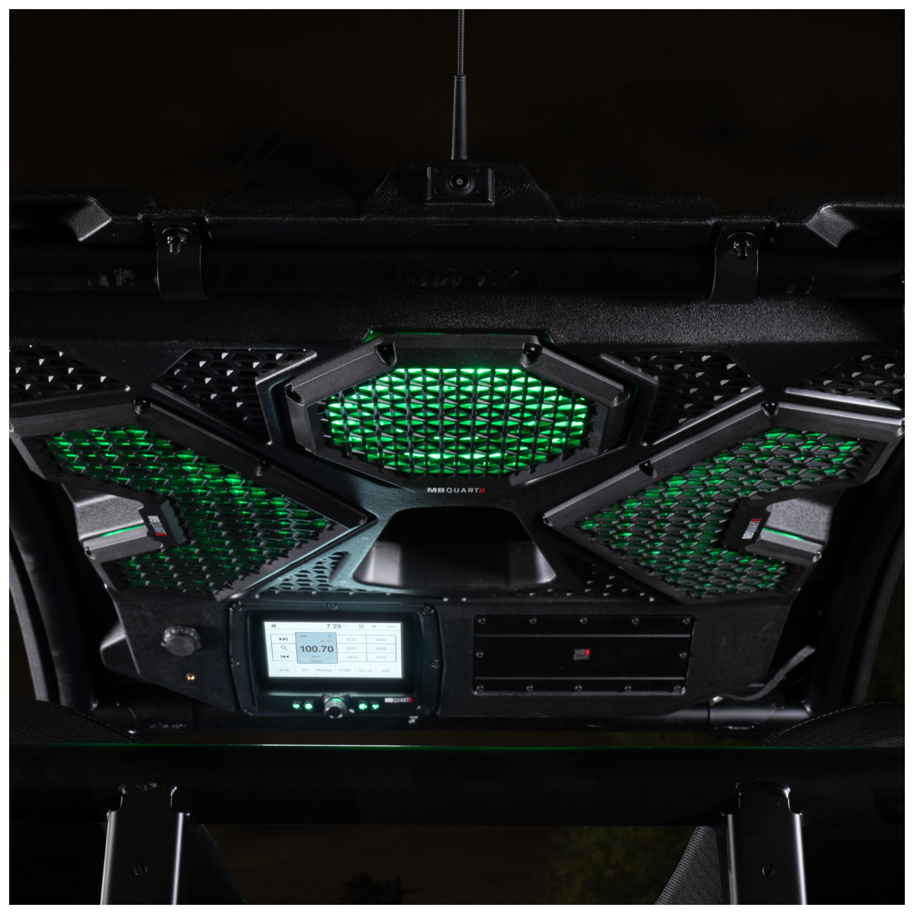 MB Quart MBQRT2-S7R 500-watt, RZR Trail audio roof with a GMR7V1 source unit.