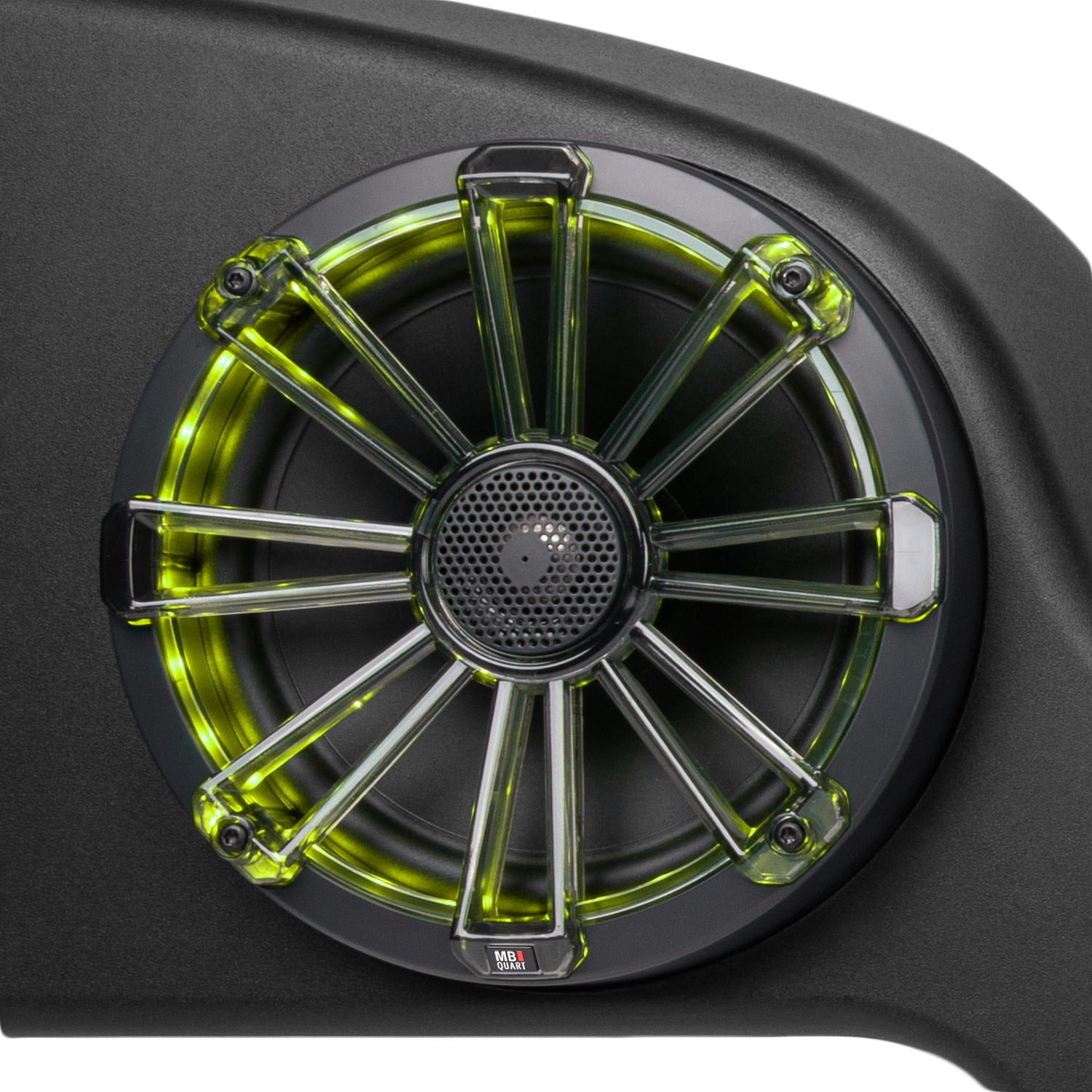 MB Quart MBQJK-28CRGB Jeep Wrangler (JK) Tuned Rear Overhead Soundbar with Two 8 Inch Coaxial Speakers and Enclosure.