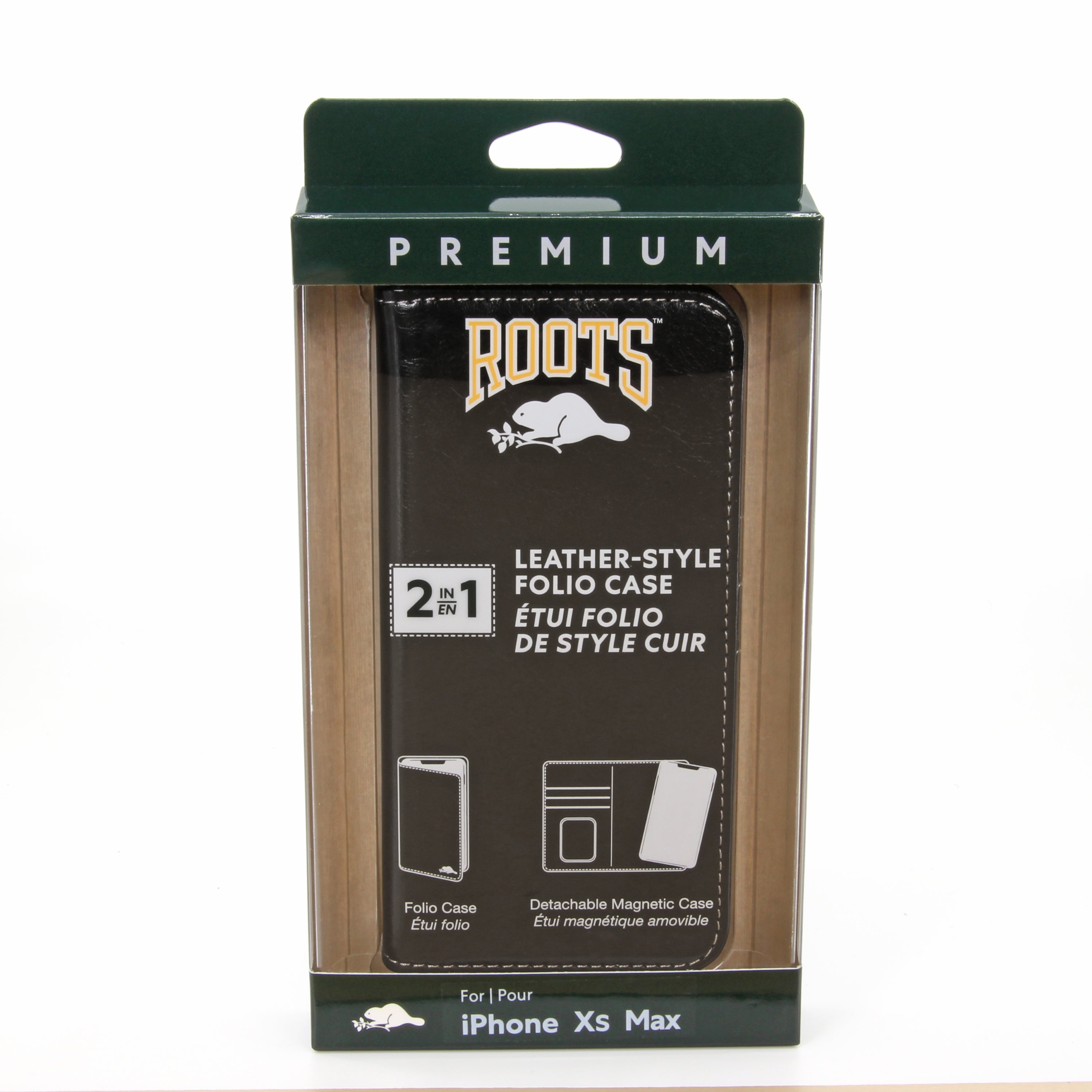 Étui Folio 2 en 1 en cuir de qualité supérieure Roots pour iPhone