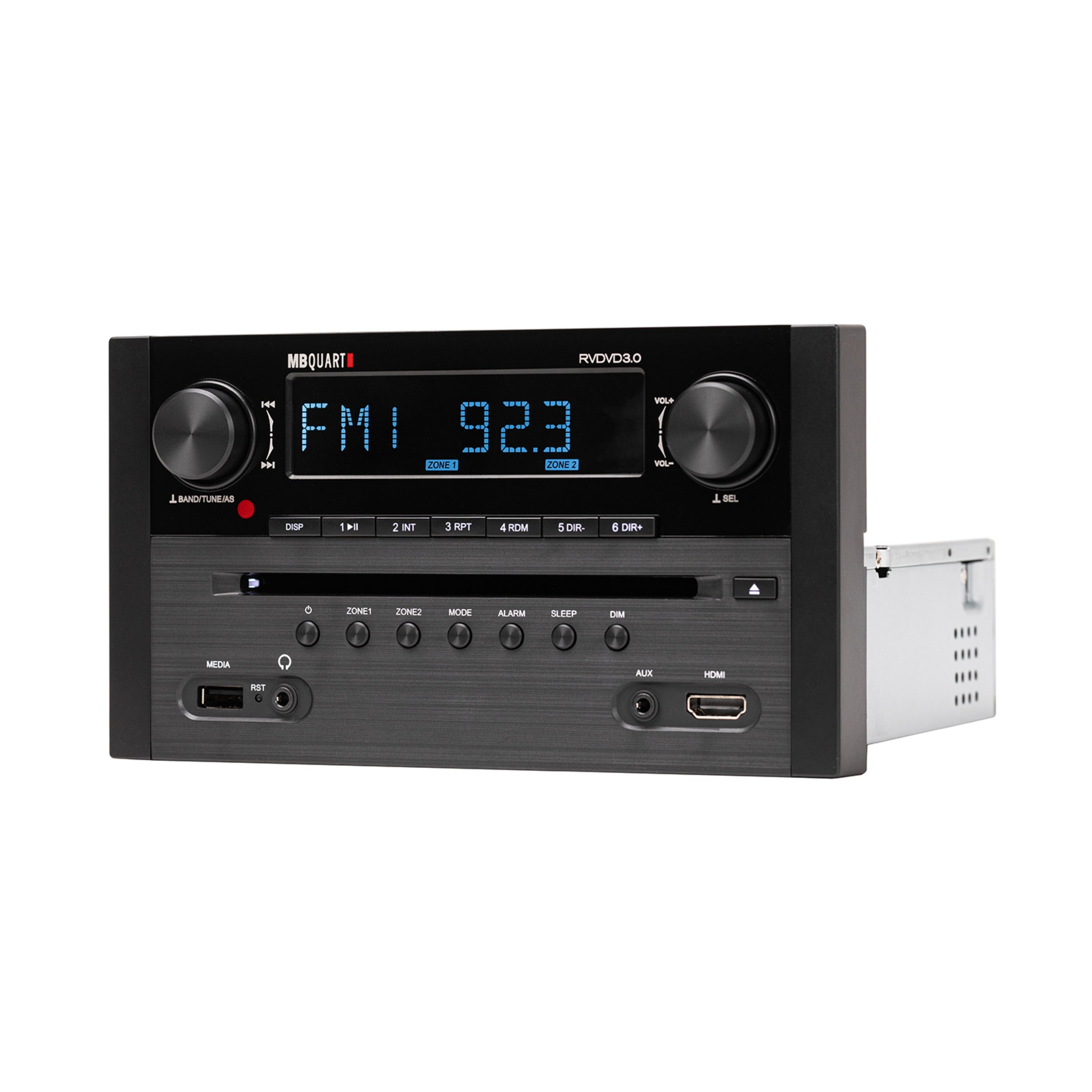 MB Quart RVDVD3.0 Digital Multi-Media, Multi-Zone, 160W RV Source Unit with DVD, AM/FM & Bluetooth. Remote included.