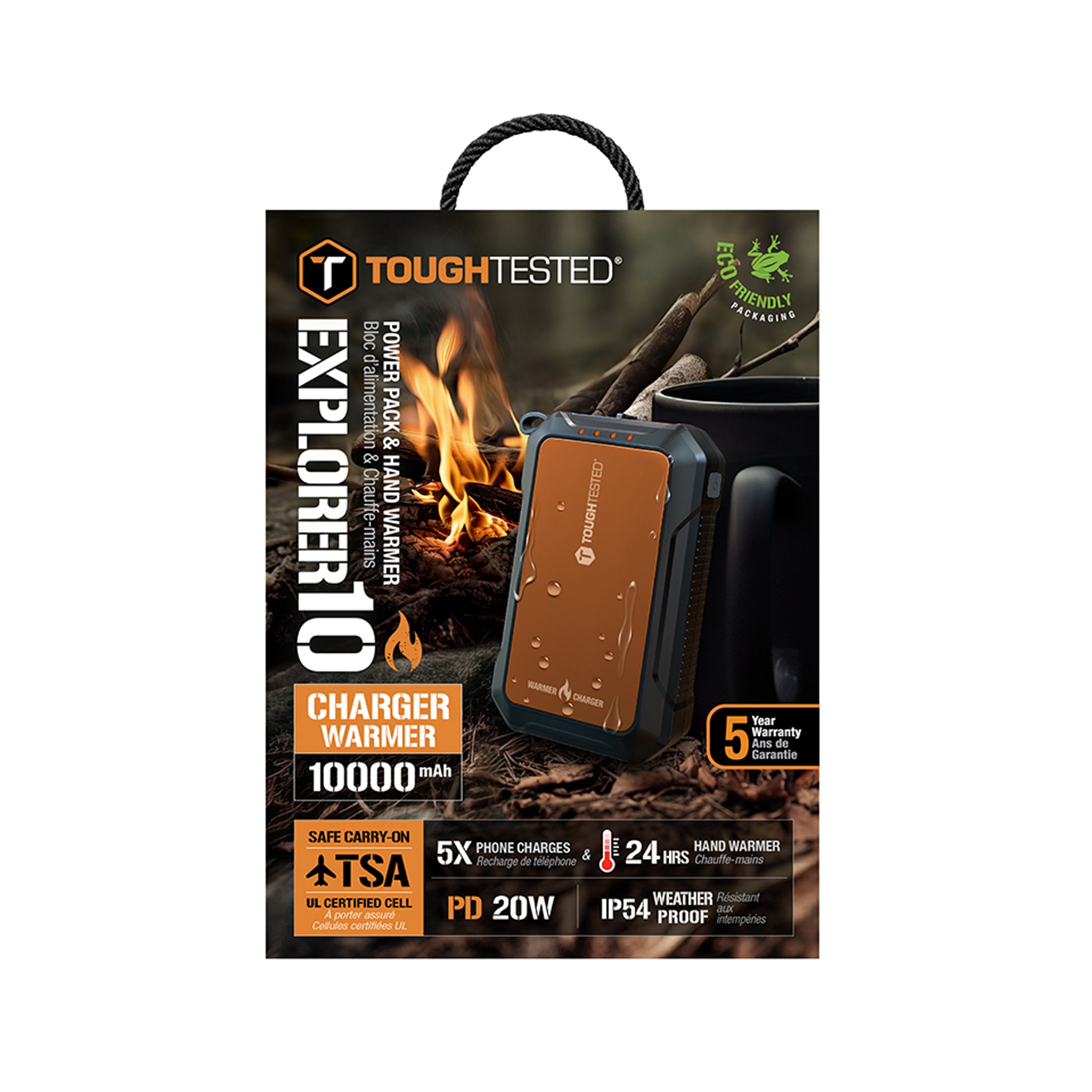 Batterie externe et chauffe-mains ToughTested Explorer10 10 000 mAh
