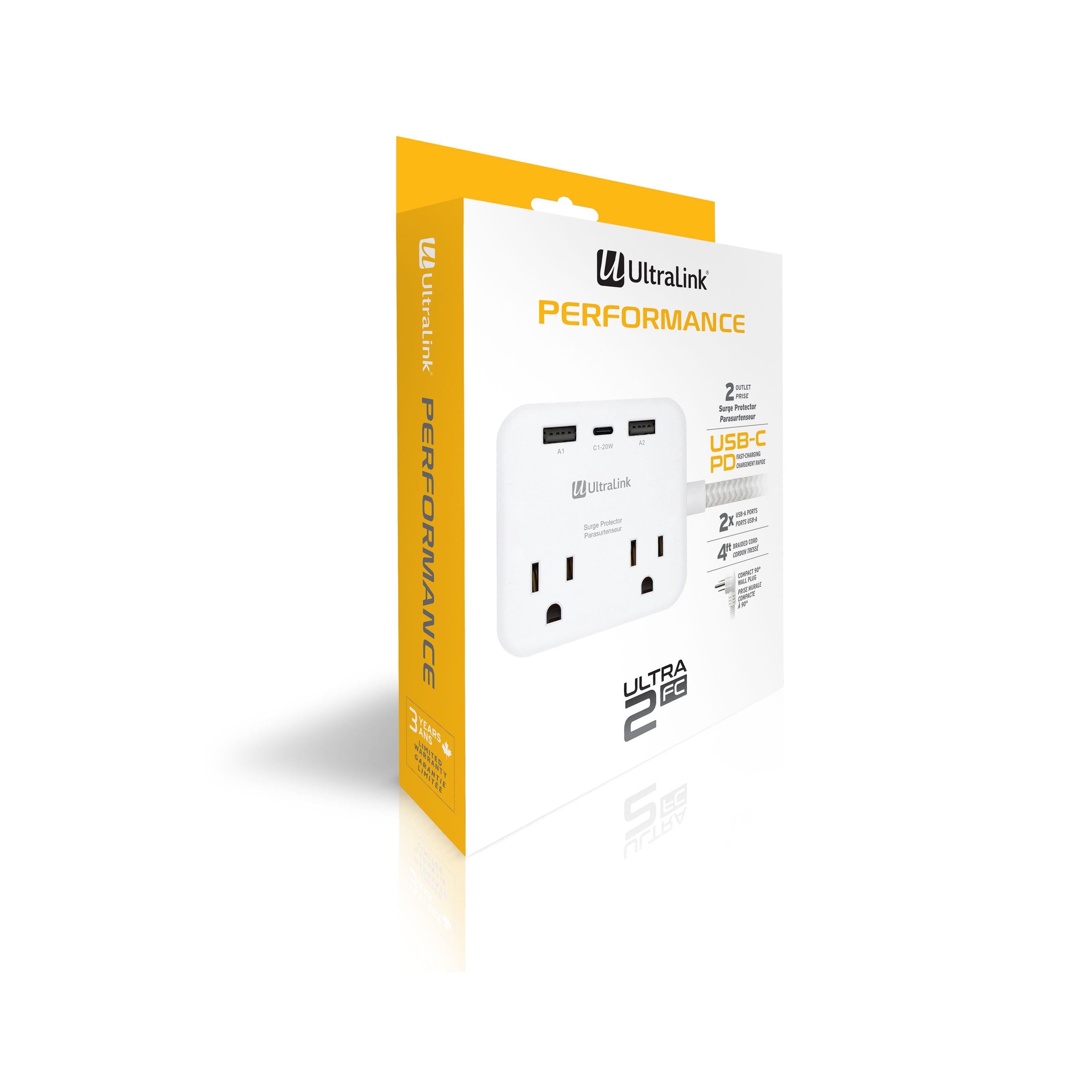 Parasurtenseur Ultralink Performance 2 prises CA + 3 ports USB