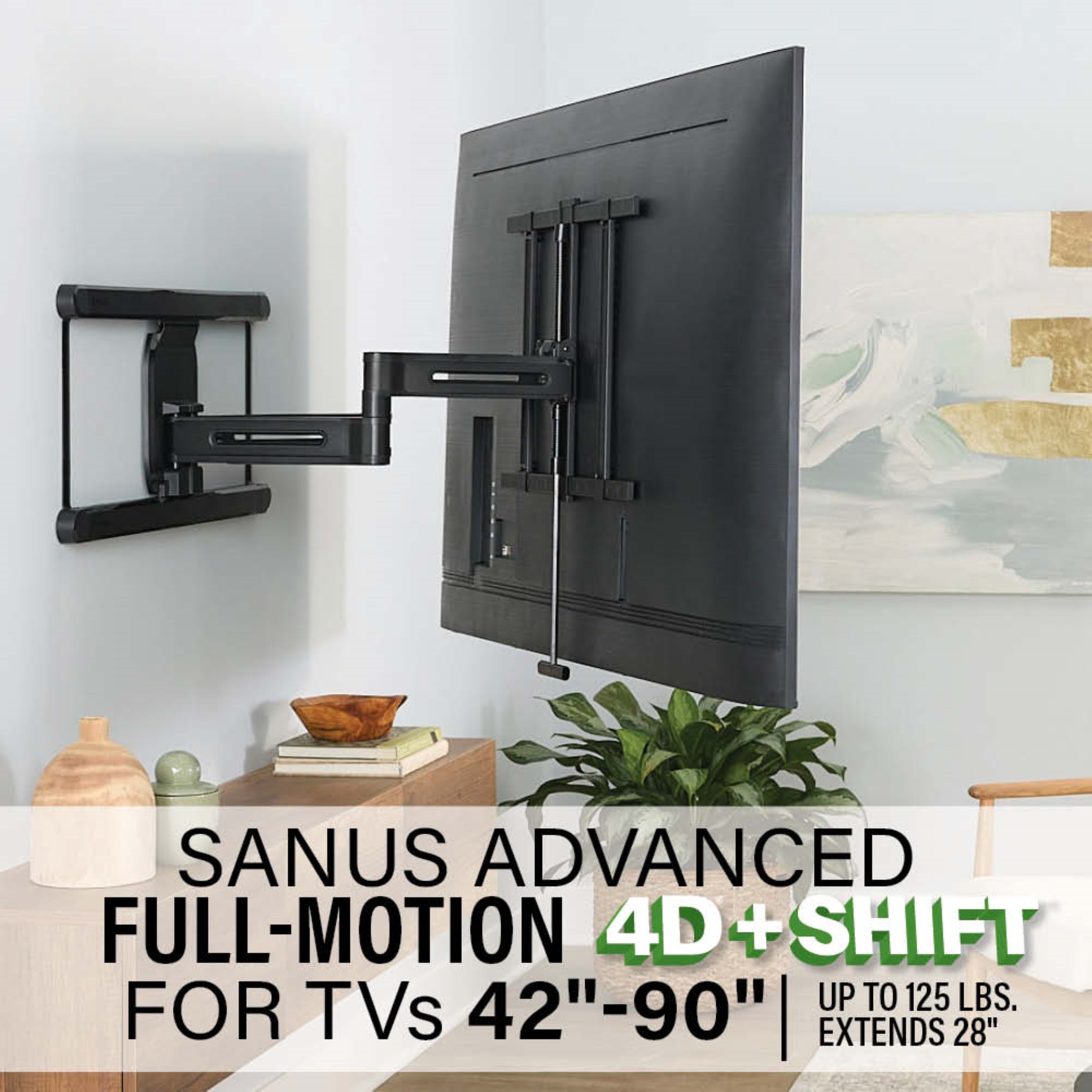 Support mural TV Sanus Advanced Full Motion 4D Shift pour téléviseurs de 42 à 90 pouces