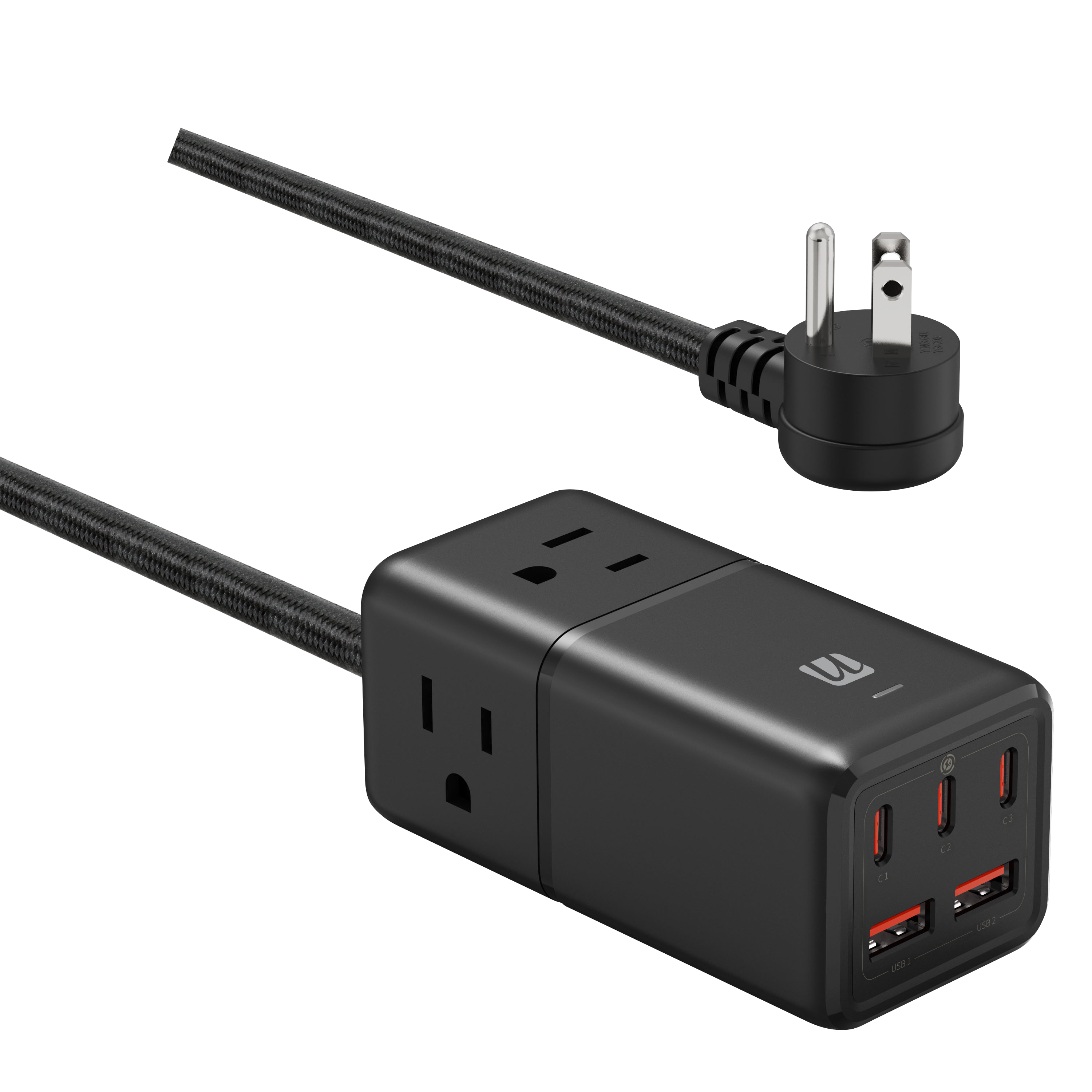 Chargeur portable 8 en 1 Ultralink Noir avec technologie GaN (puissance de sortie maximale de 75 W)