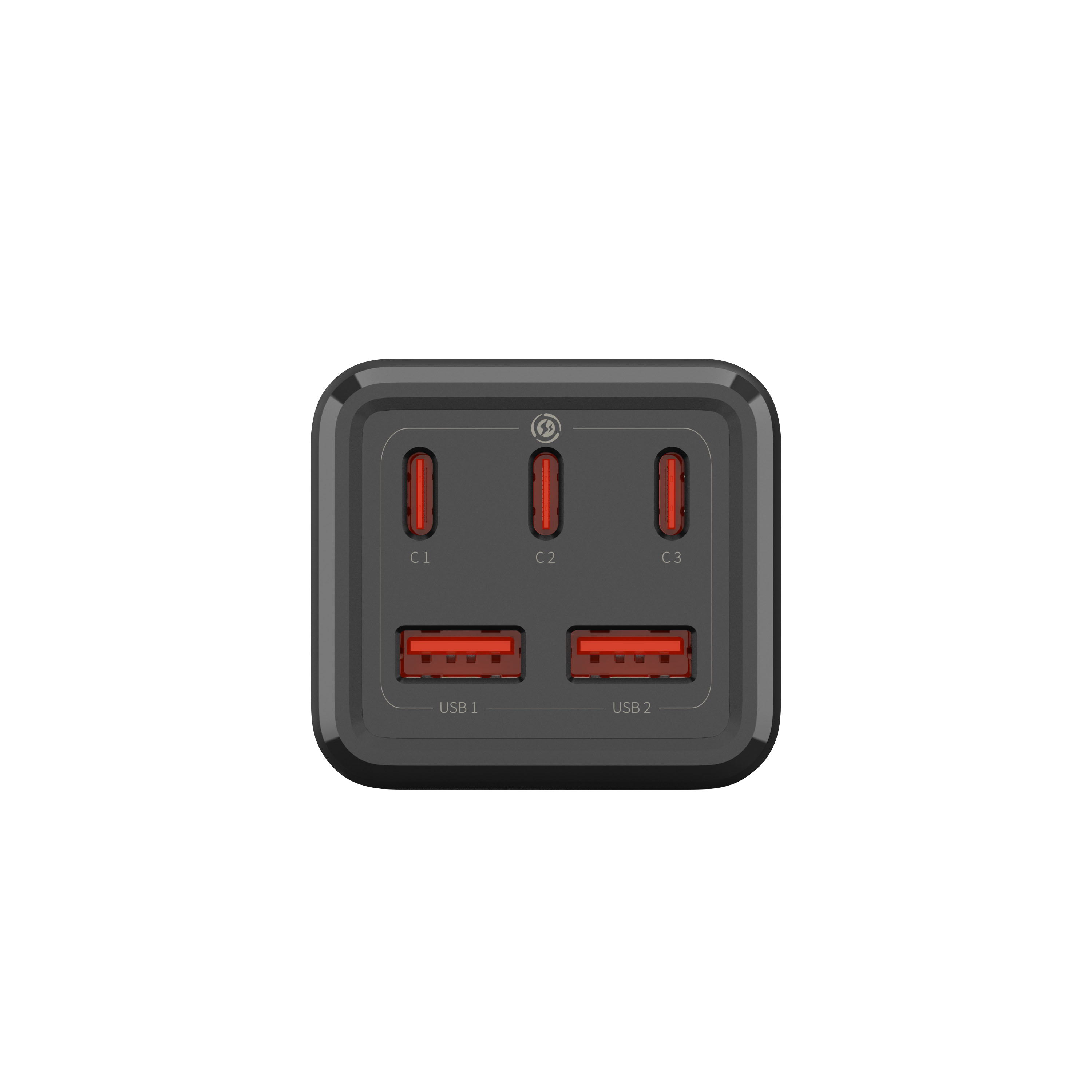 Chargeur portable 8 en 1 Ultralink Noir avec technologie GaN (puissance de sortie maximale de 75 W)