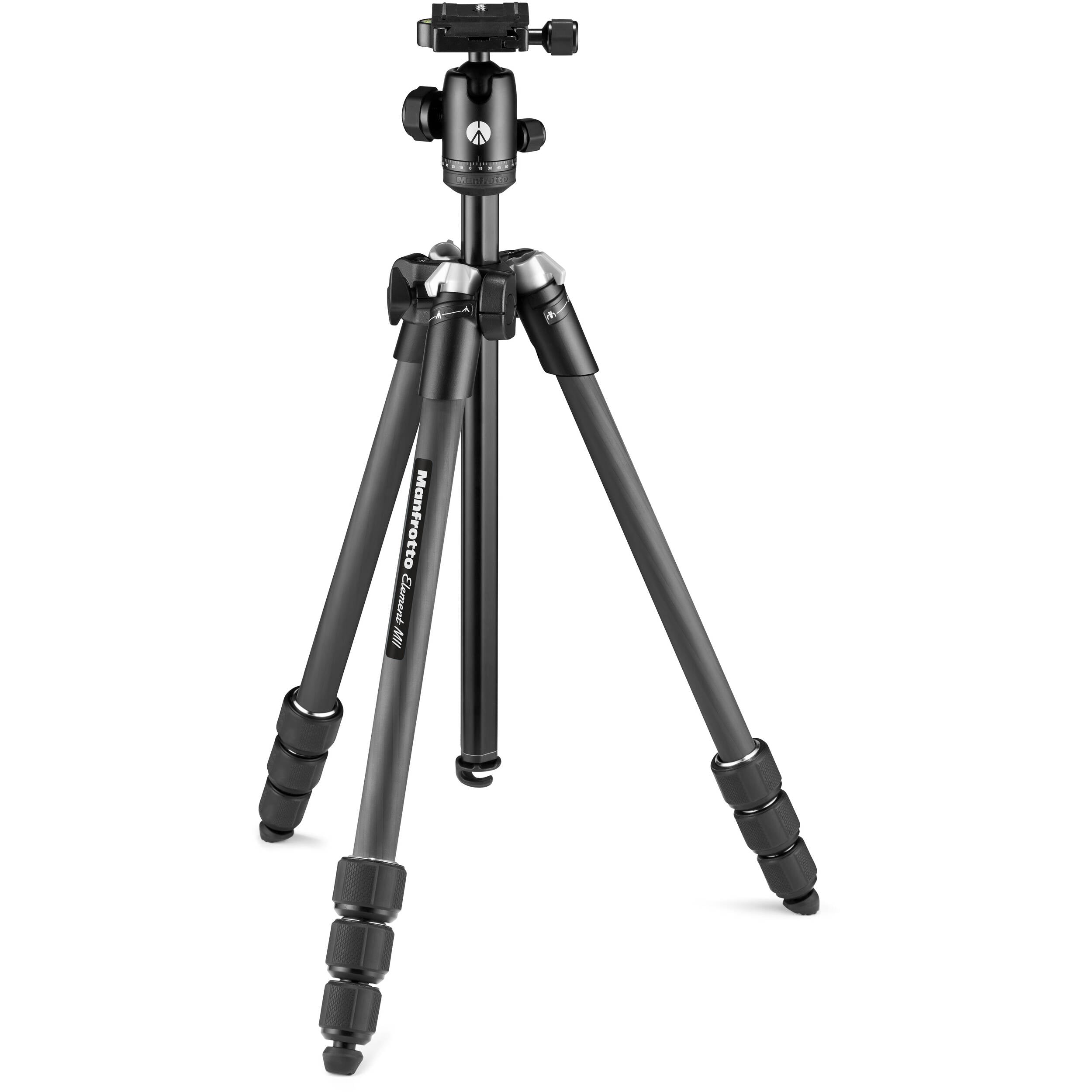 Kit Manfrotto Element MII CF avec pince pour téléphone et Bluetooth