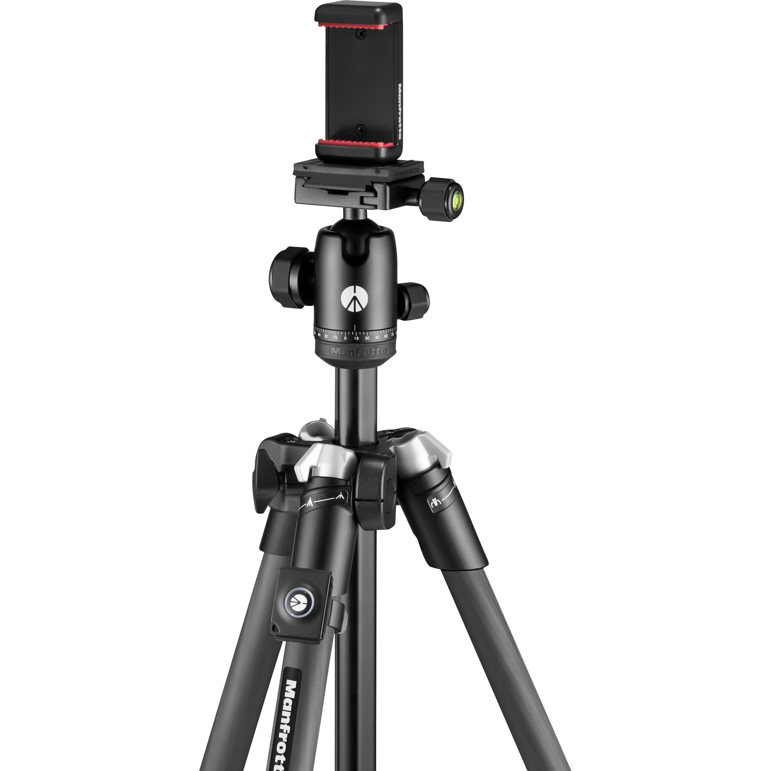 Kit Manfrotto Element MII CF avec pince pour téléphone et Bluetooth