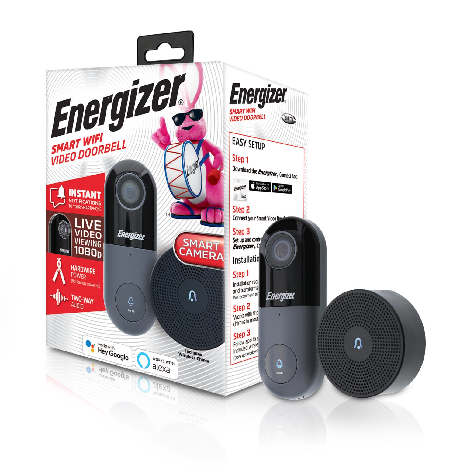 Energizer Smart Wireless Video Door Bell with Chime