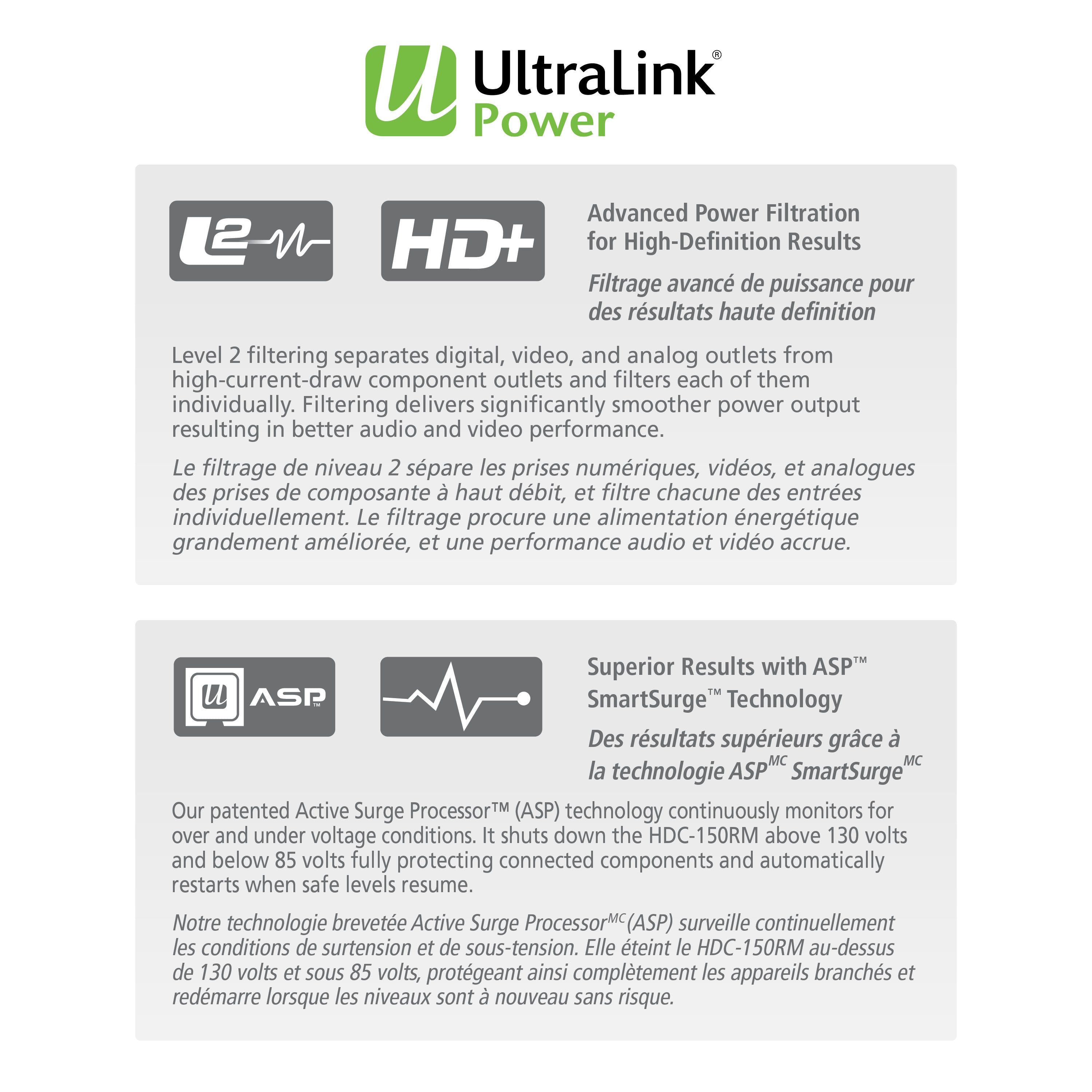 UltraLink Power : Conditionneur d'alimentation haute définition - 8 prises