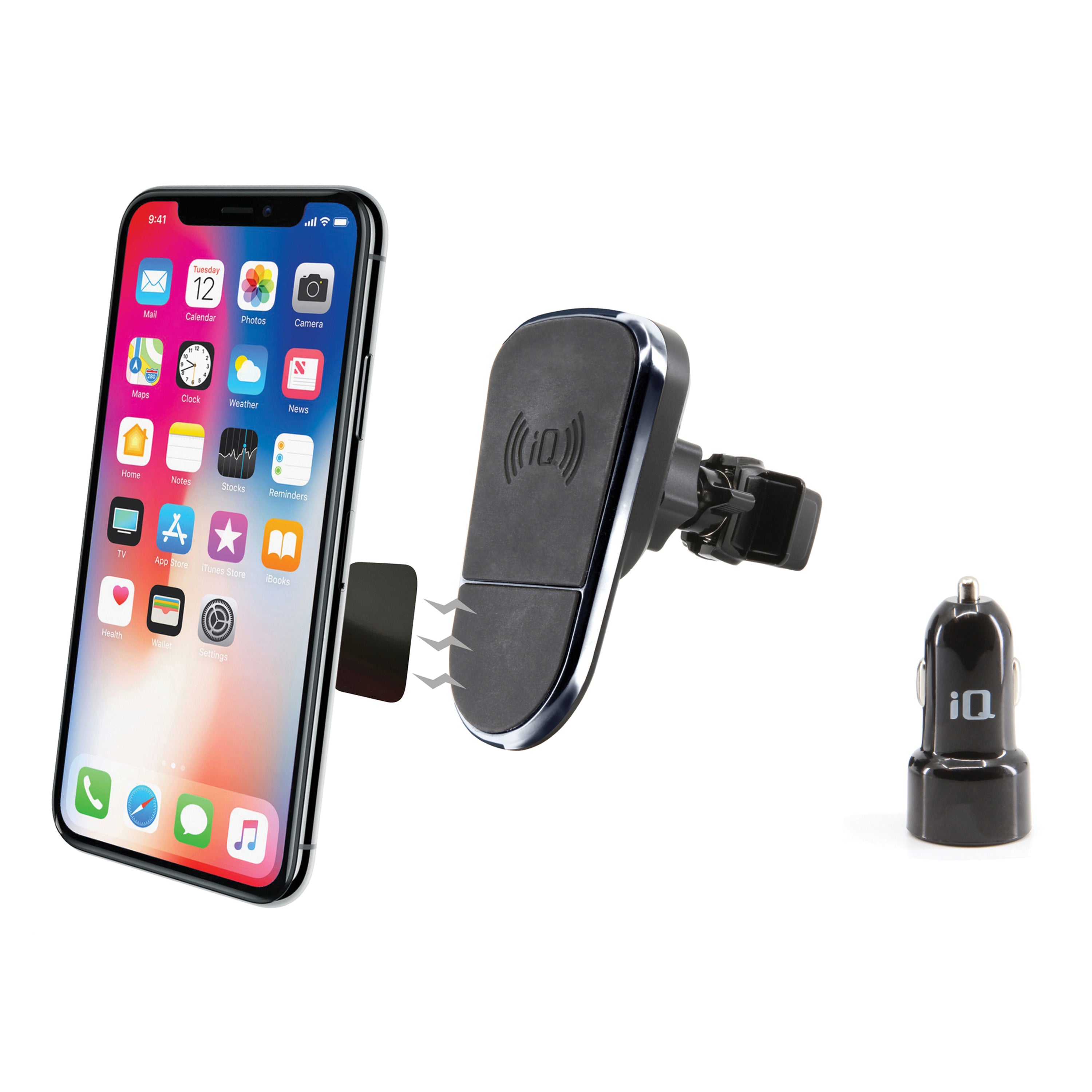 iQ Qi Wireless Charging Magnetic Car Mount Kit