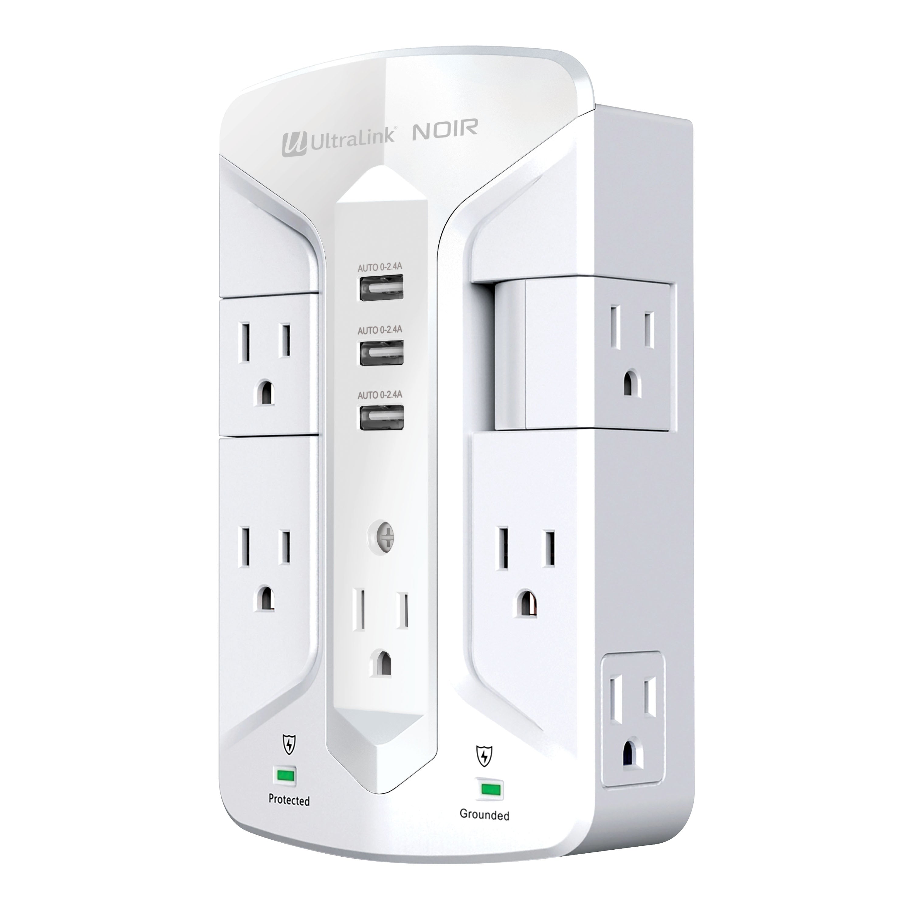 UltraLink Noir: Multimedia Surge Protector - 7 Outlets - 3 USB - White