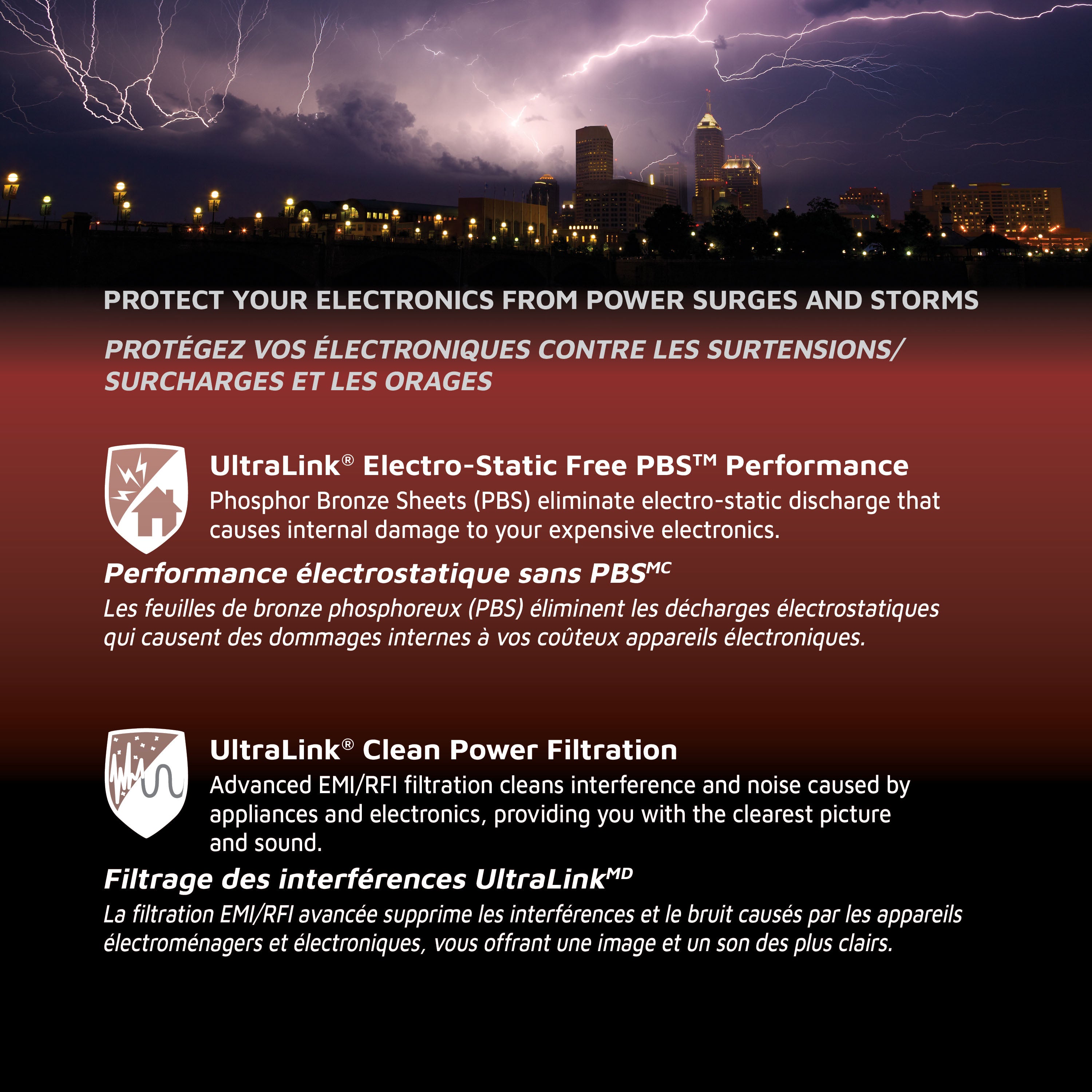 UltraLink Noir: Multimedia Surge Protector - 7 Outlets - 3 USB - White