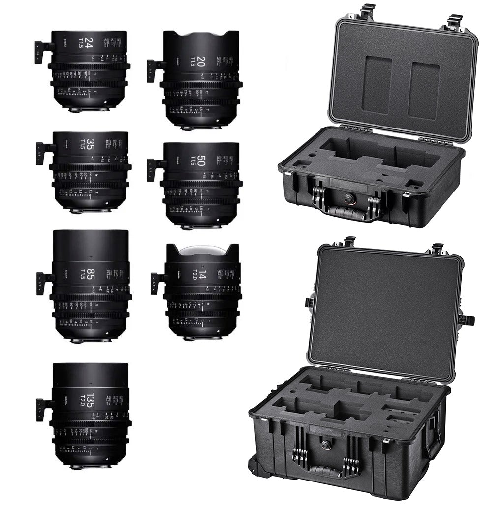Ensemble de 7 objectifs SIGMA FF High Speed Prime avec étuis PMC-002/PMC-003