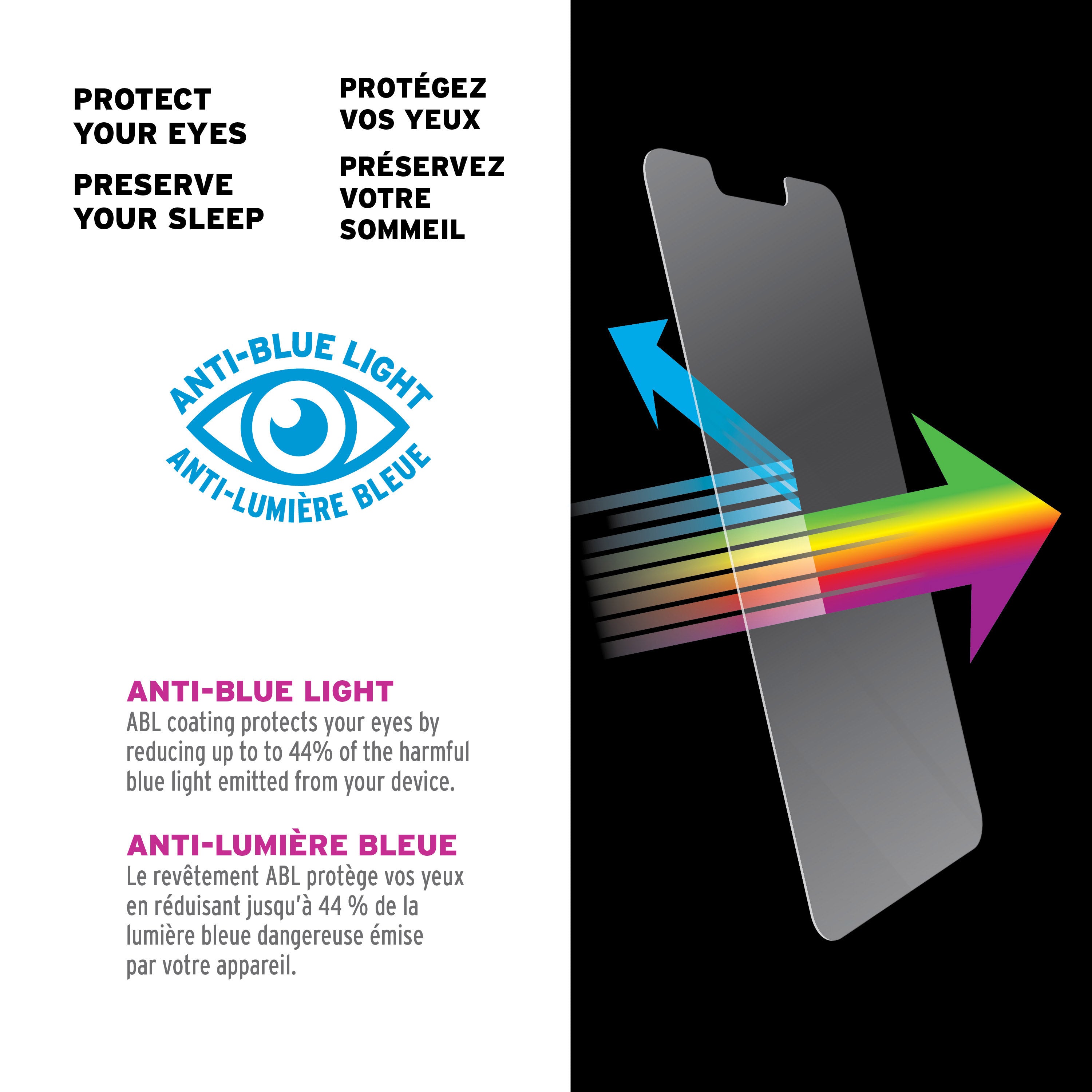 Protection d'écran en verre iShieldz MAX PROTECT pour Apple iPhone