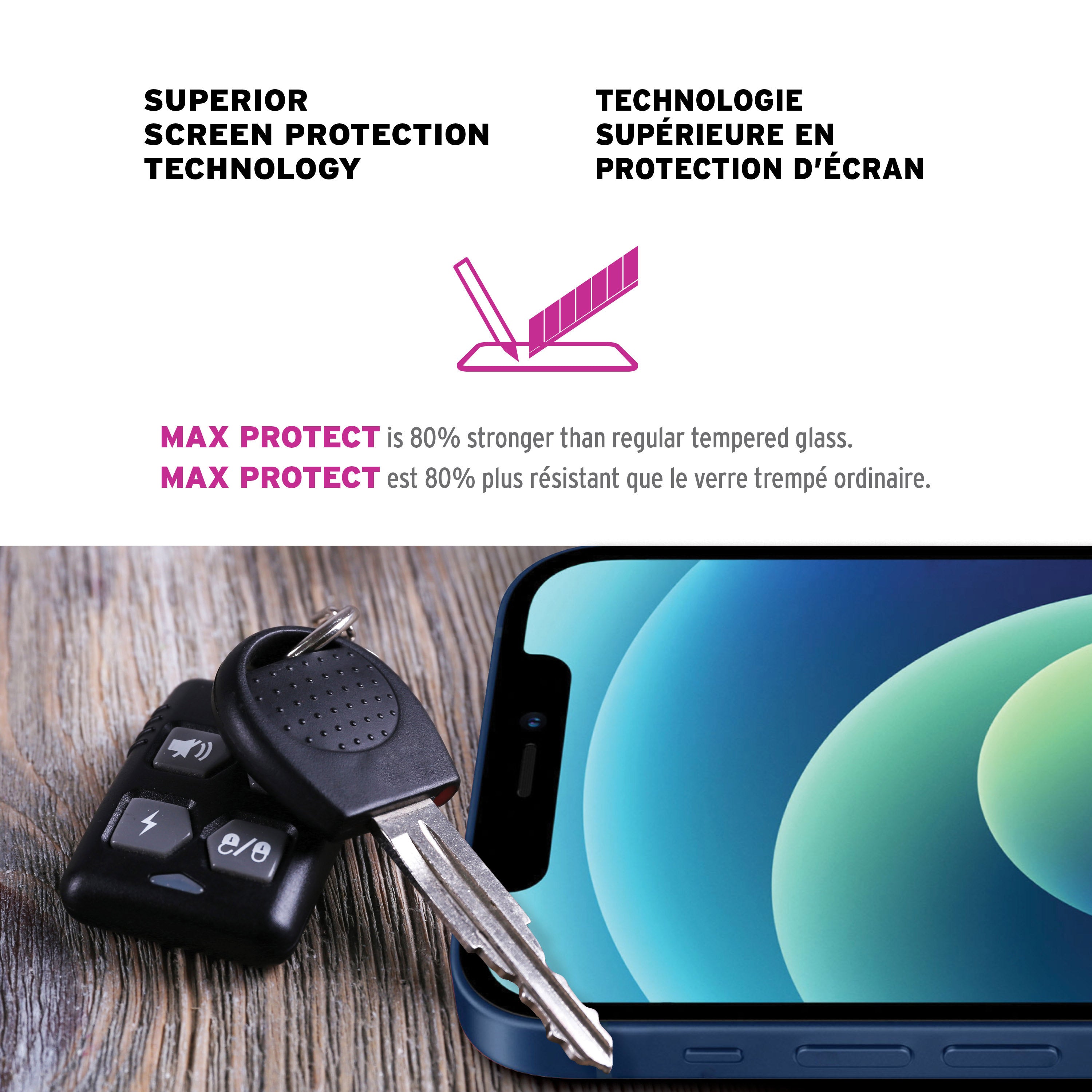 Protection d'écran en verre iShieldz MAX PROTECT pour Apple iPhone