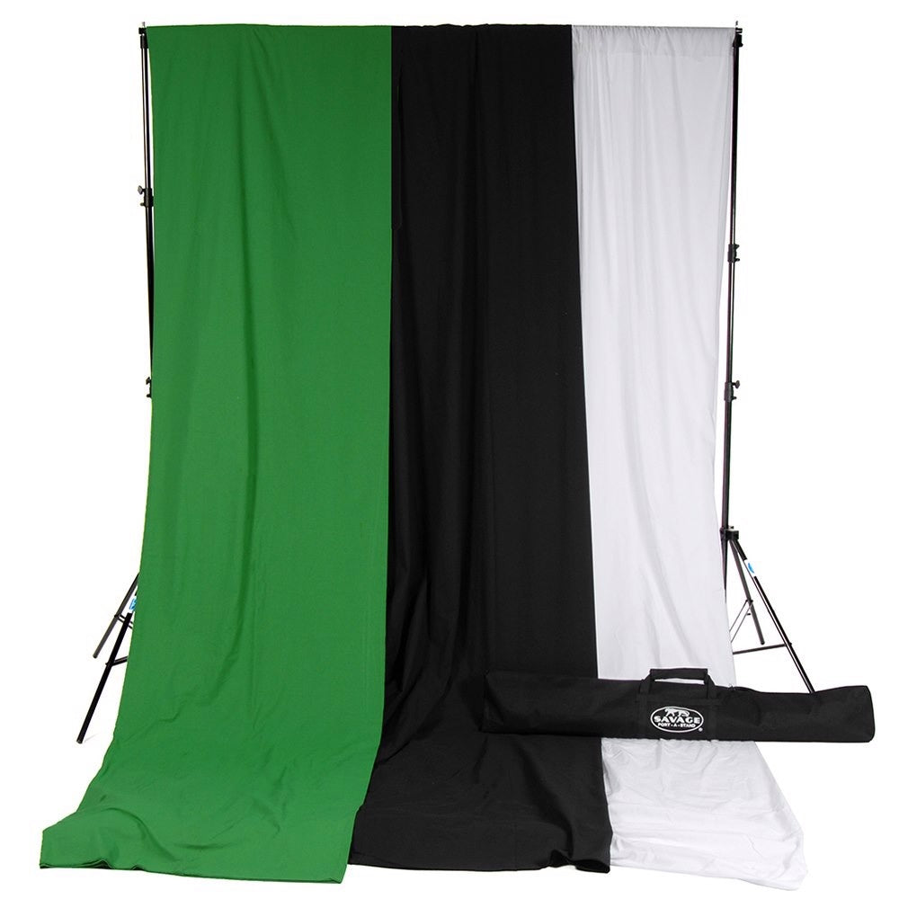 Savage Port-A-Stand Kit with Muslin Background Solid White/Black/Green