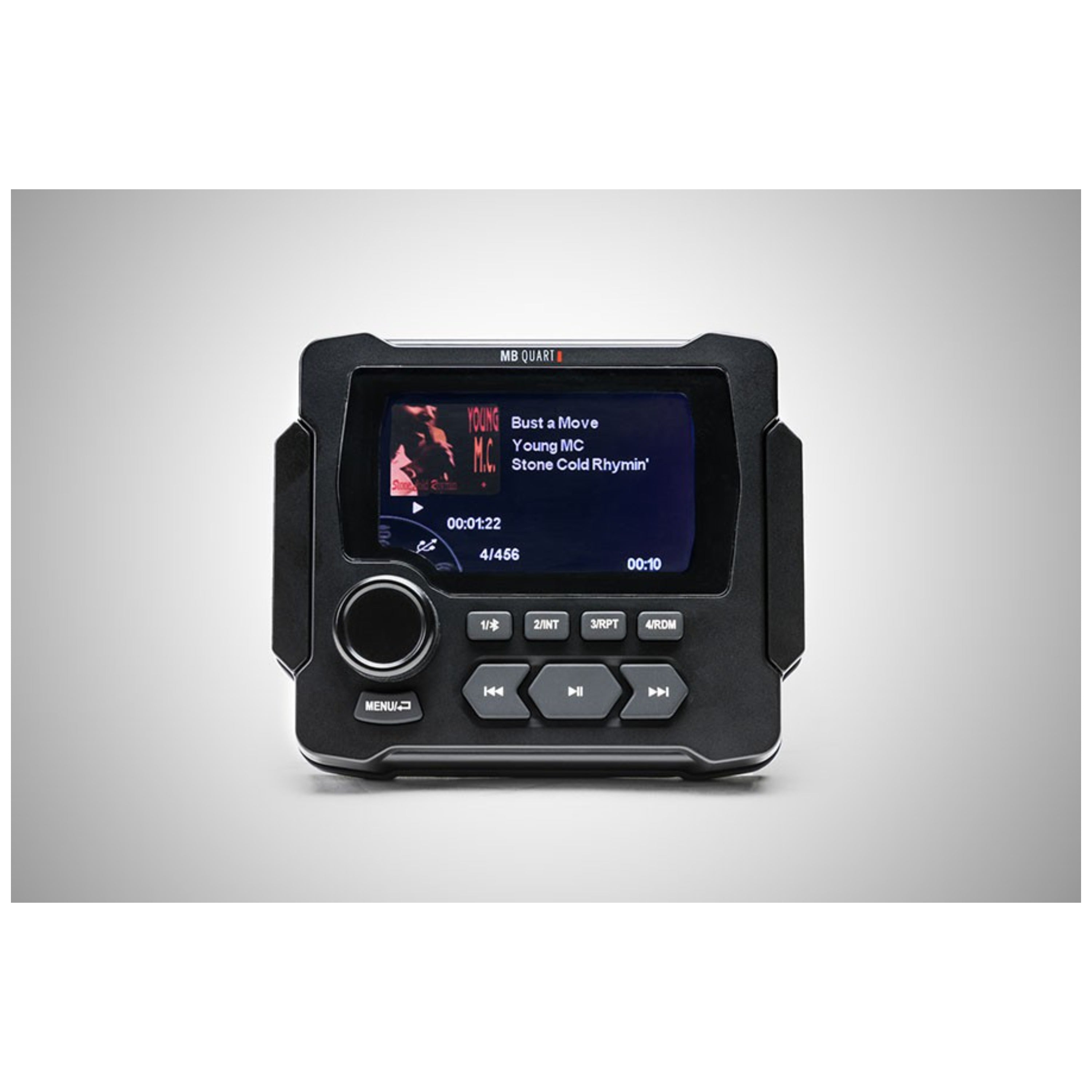 MB Quart GMR-LED 3.5" IP67 Source unit features AM/FM/Weather band, Bluetooth, USB input, and a 160W internal amp
