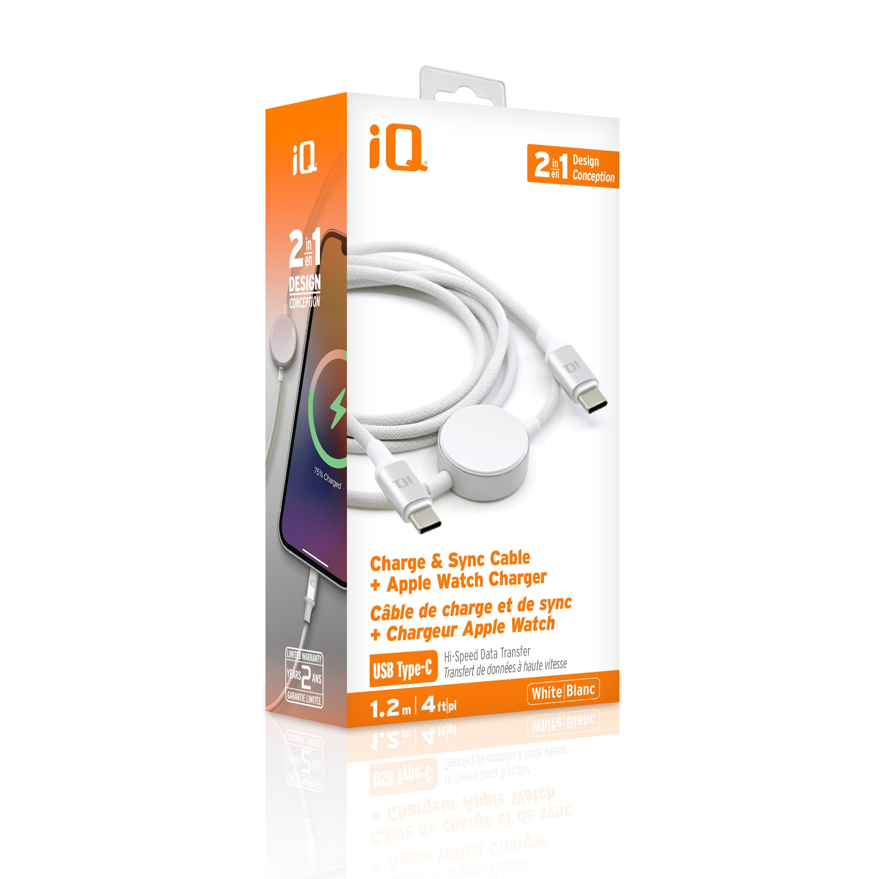 iQ Charge & Sync USB Type-C to Type-C Cable with Apple Watch Charger
