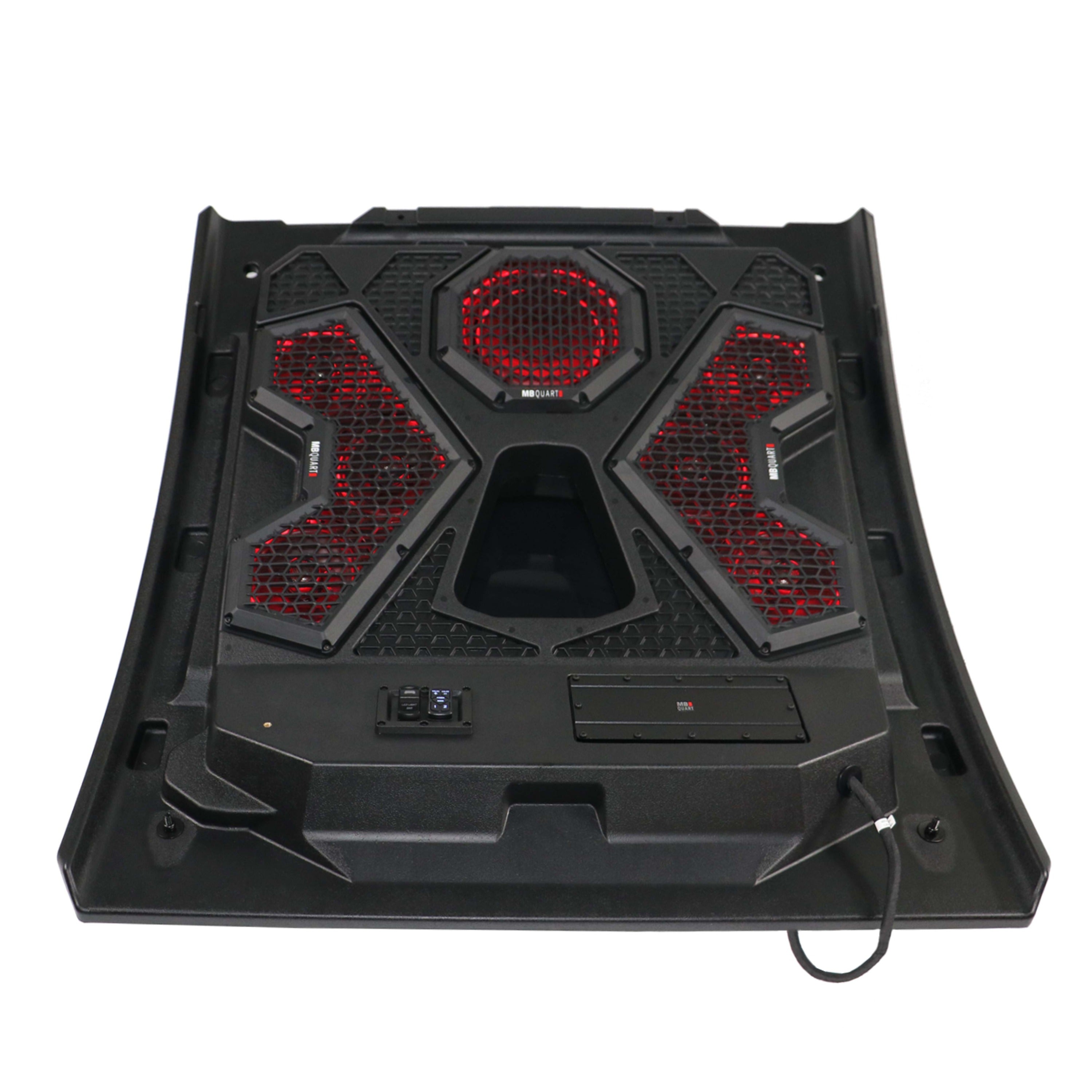 MB Quart MBQRT2-S7RRC 500-watt, RZR Trail audio roof designed to work with Polaris Ride Command (not included).