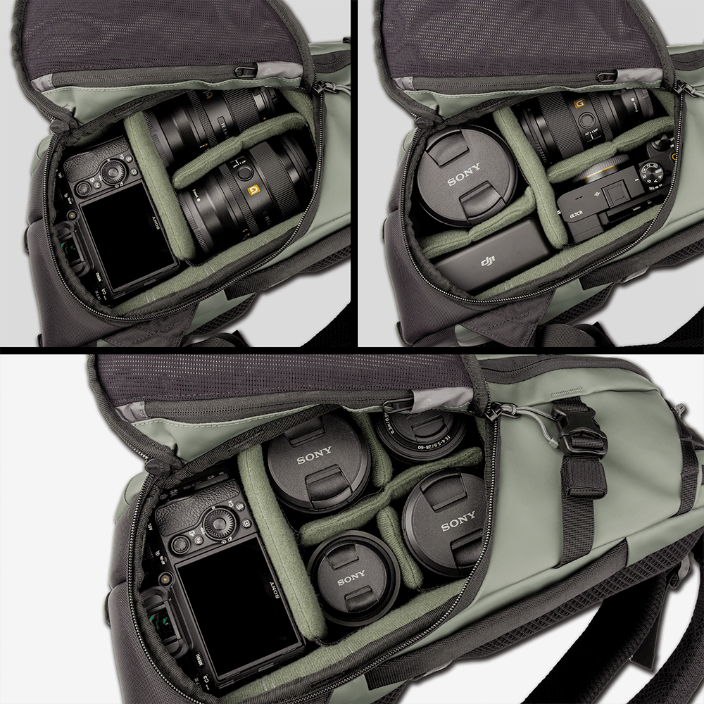 Purple Stratus Photo 18L Backpack Packed out Interior